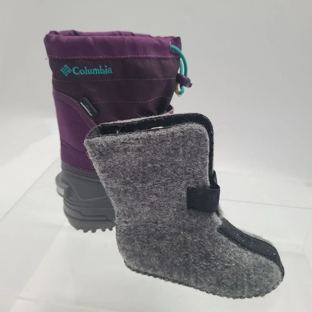 Columbia Powderbug Plus II Snow Boots Girls Size 6 Purple Gray BV1302-502